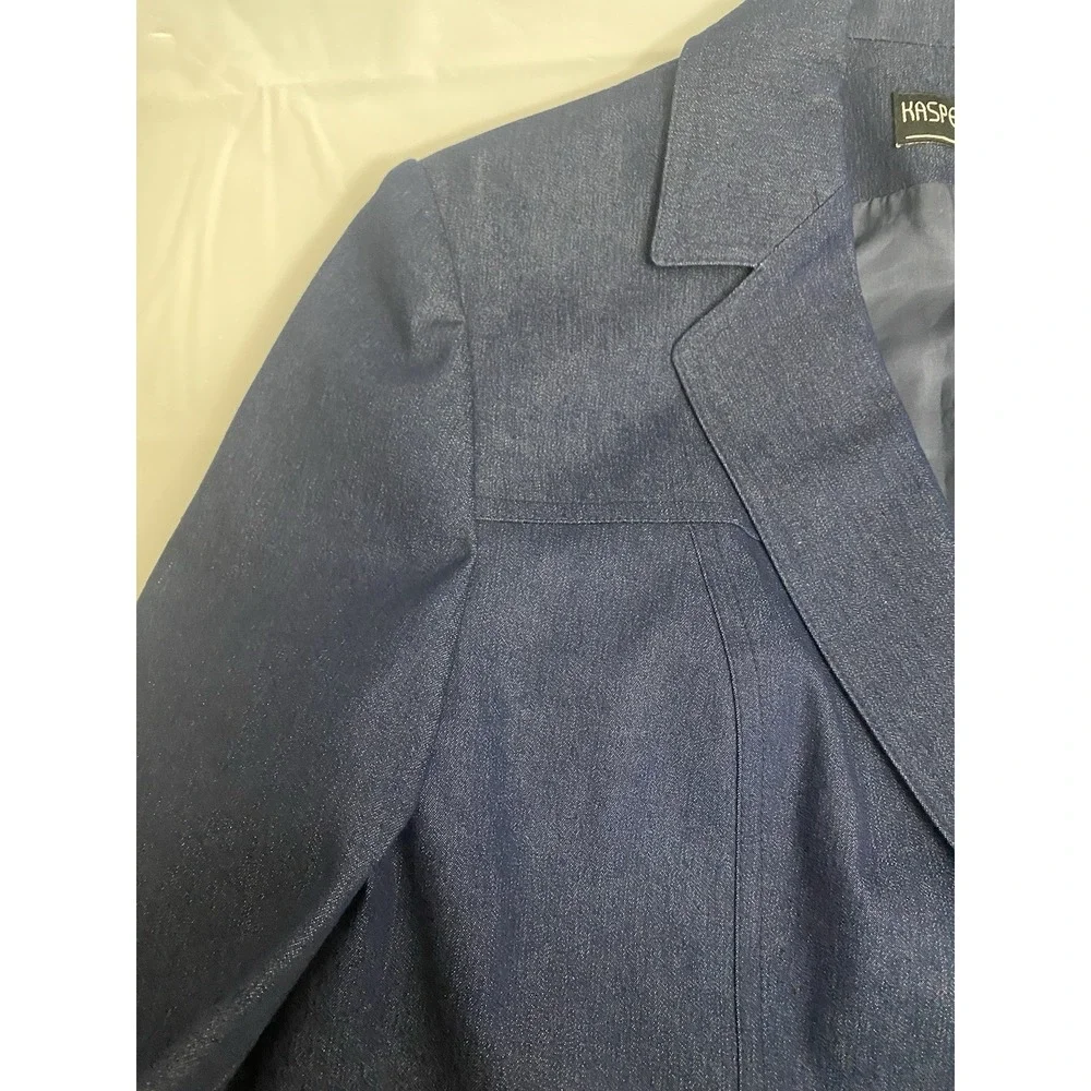 NWT Kasper & Co ASL Blue Blazer‎ Suit Jacket Size 8 One Button  Long Line